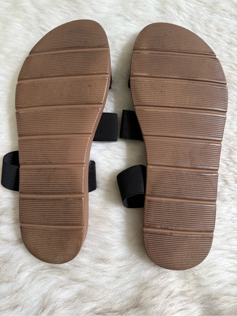 Steve Madden Black Triple-Strap Slide Sandals with Tan Footbed - Picture 3 of 5